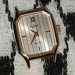 Vintage Pulsar Gold and Silver Quartz Watch Face